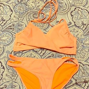 Bright orange two piece bikini